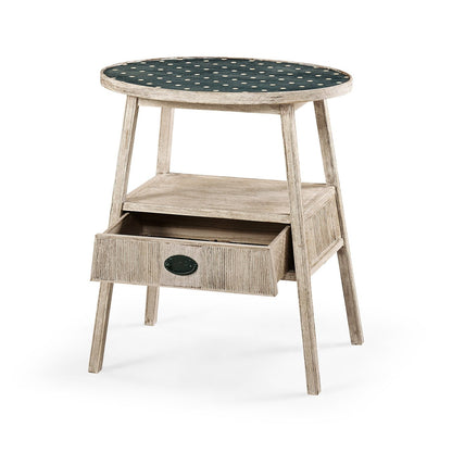 Rustic Washed Oval End Table