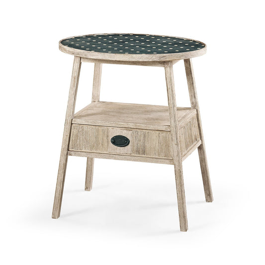 Rustic Washed Oval End Table