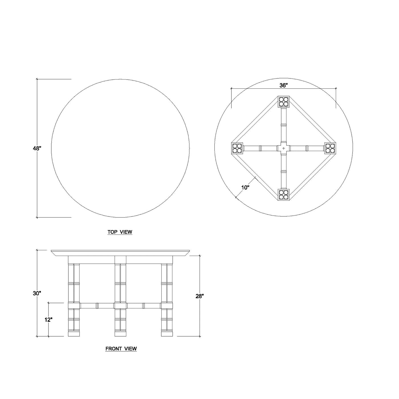 Petite table à manger ronde Palm Beach Regency