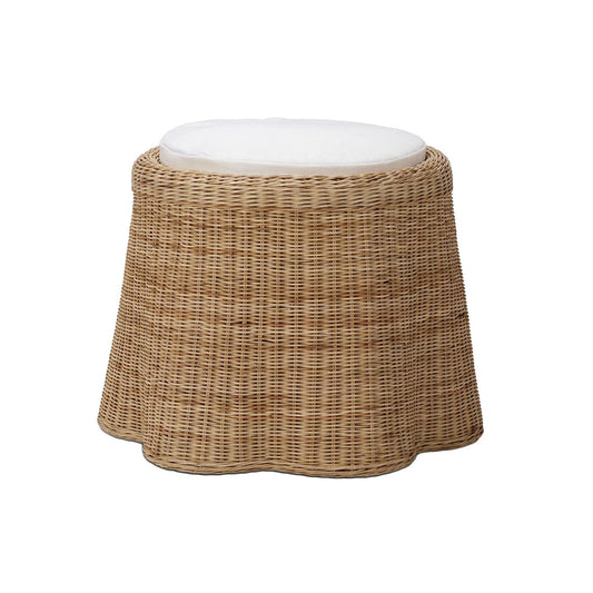 Petit pouf rond en rotin