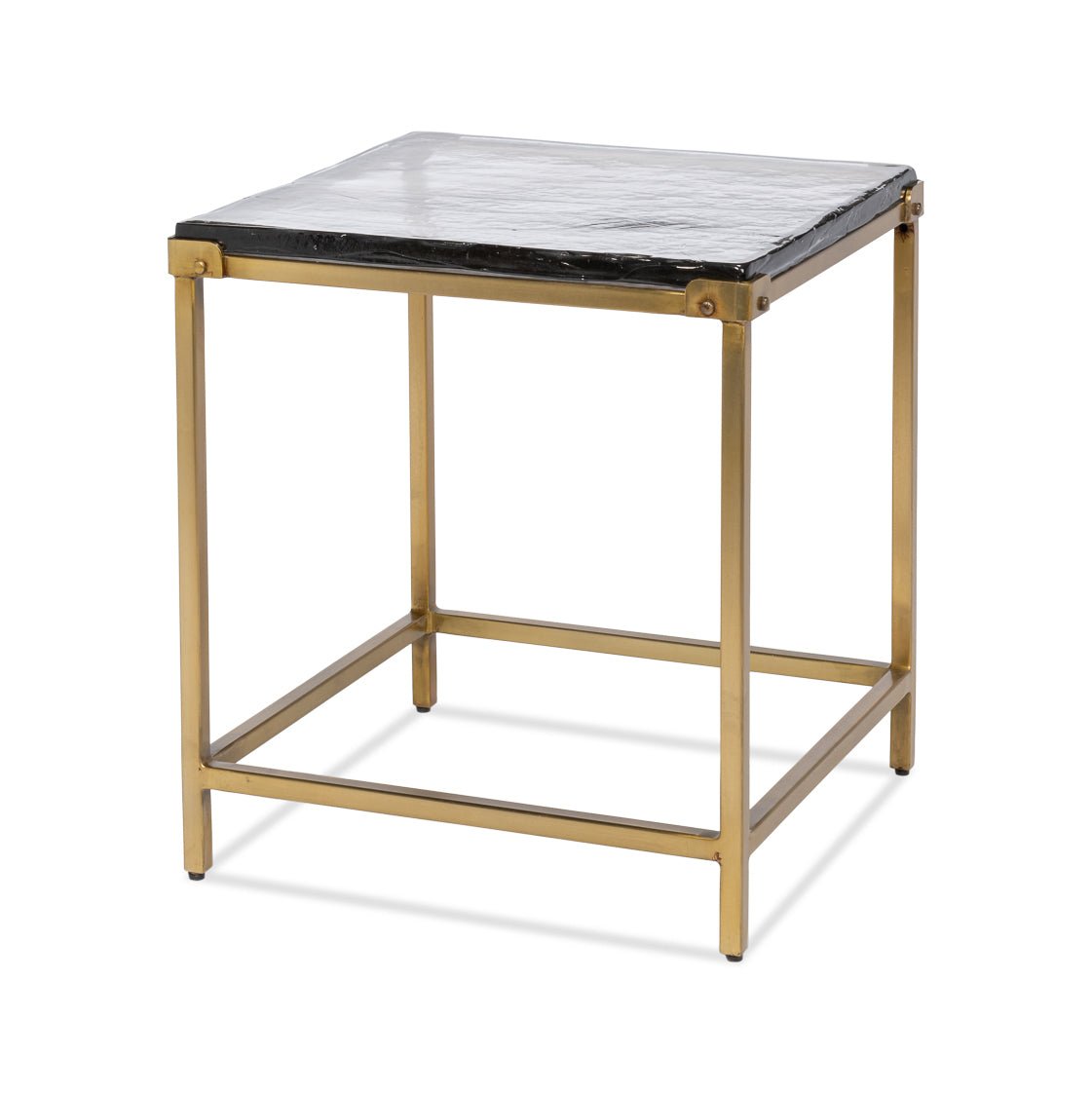 Table d'appoint carrée contemporaine - Finition laiton