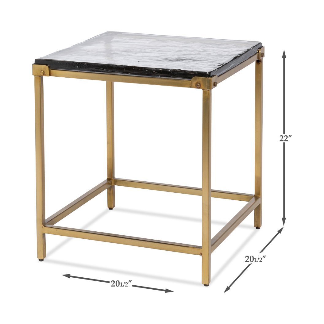 Table d'appoint carrée contemporaine - Finition laiton