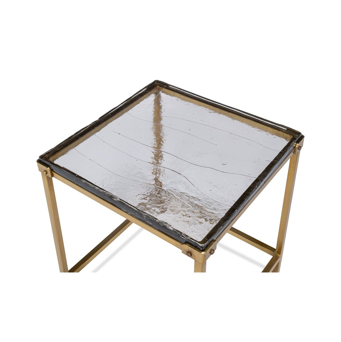 Table d'appoint carrée contemporaine - Finition laiton