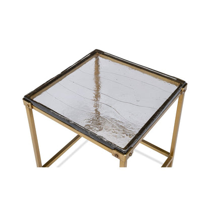 Table d'appoint carrée contemporaine - Finition laiton