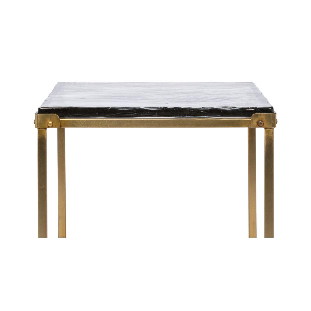 Table d'appoint carrée contemporaine - Finition laiton