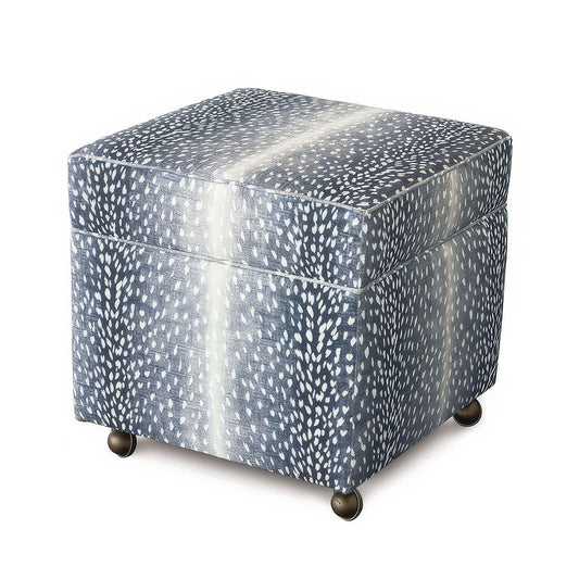Pouf de rangement cubique - Imprimé animal bleu marine