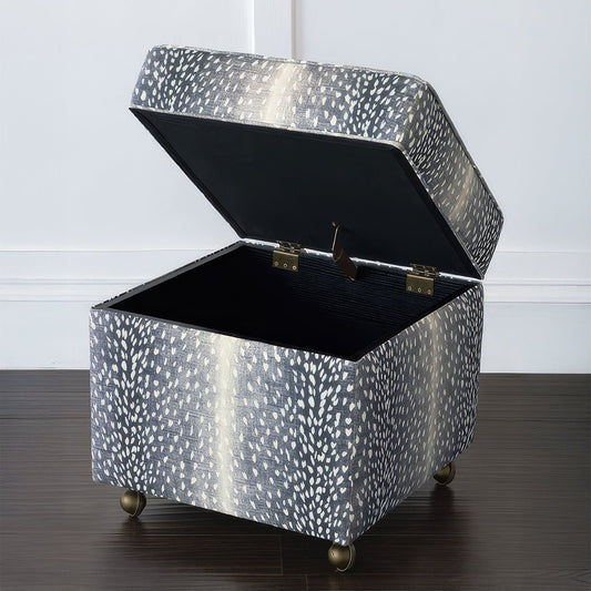 Pouf de rangement cubique - Imprimé animal bleu marine