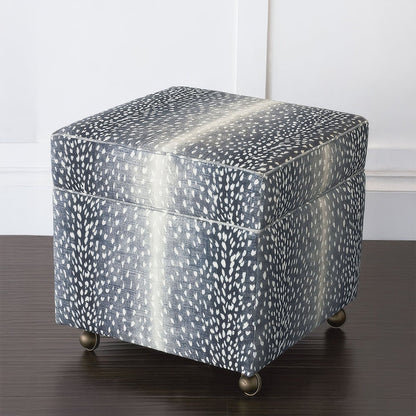 Pouf de rangement cubique - Imprimé animal bleu marine