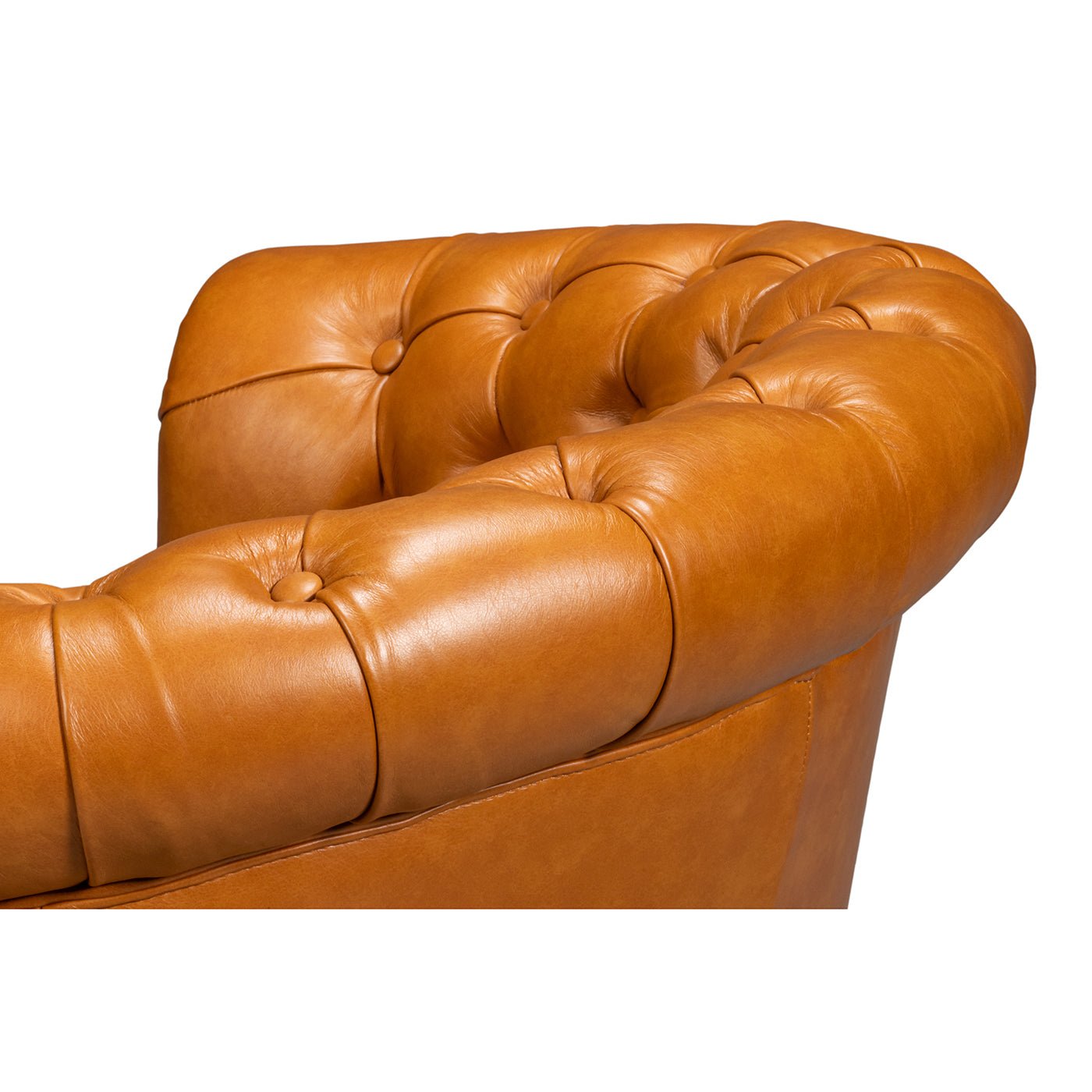 Chaise à dossier tonneau en cuir de selle beige
