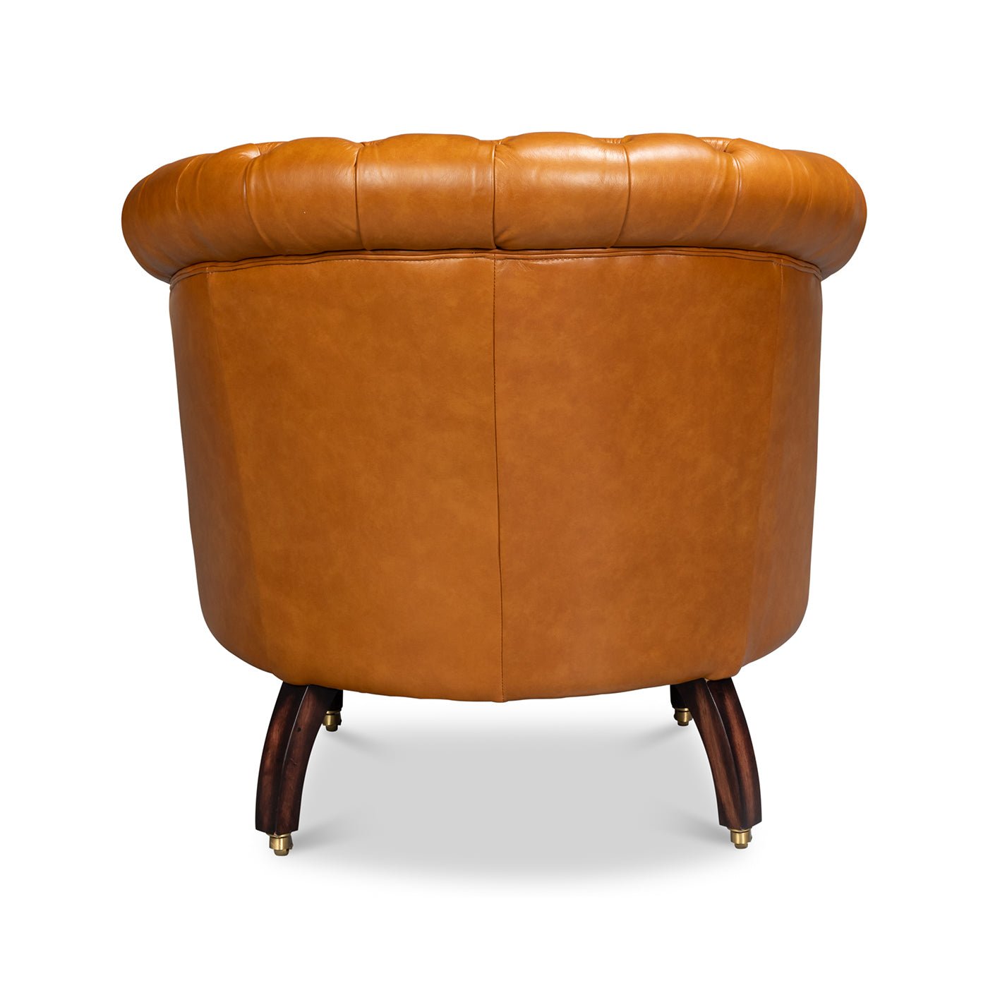 Chaise à dossier tonneau en cuir de selle beige