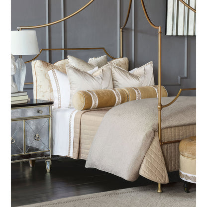 Pouf rond en velours capitonné