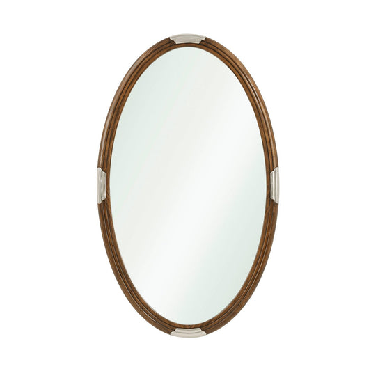 Miroir ovale Art Déco en noyer