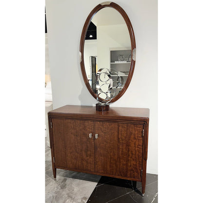 Miroir ovale Art Déco en noyer