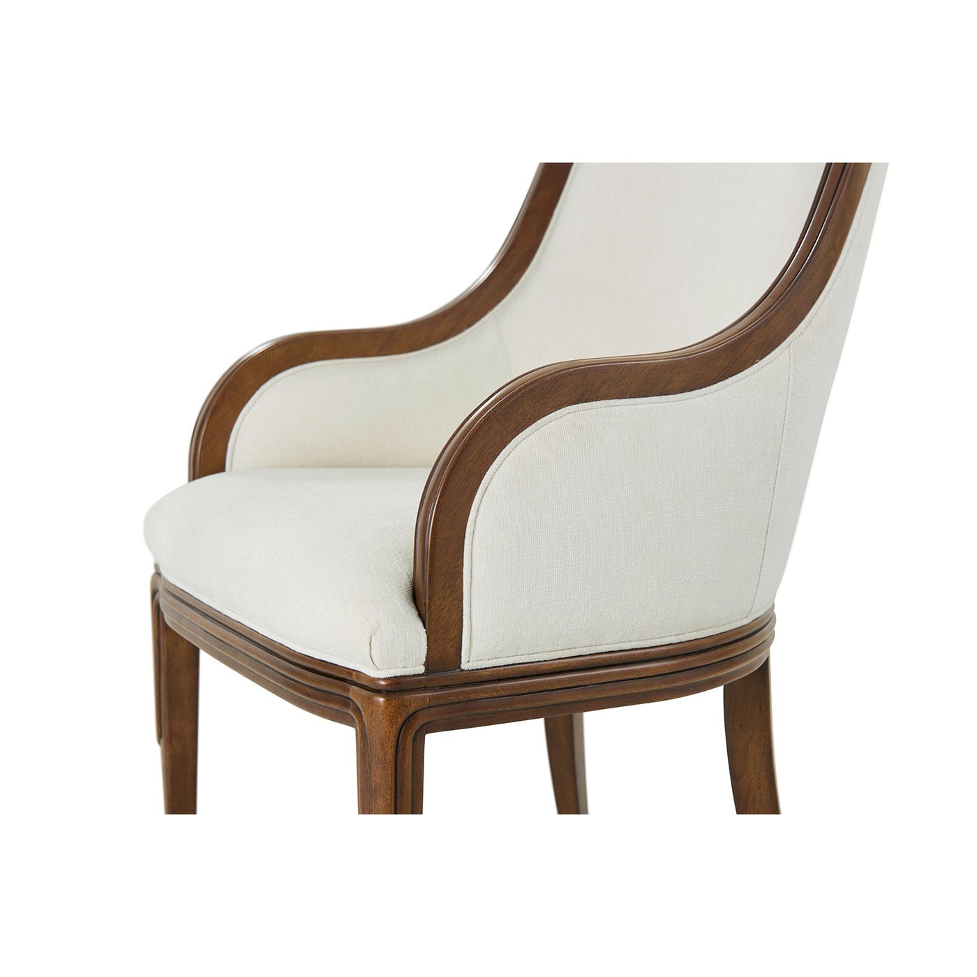 Fauteuil de salle à manger rembourré Art Déco en noyer