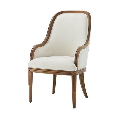 Fauteuil de salle à manger rembourré Art Déco en noyer