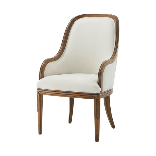 Fauteuil de salle à manger rembourré Art Déco en noyer