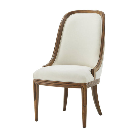 Chaise de salle à manger rembourrée Art Déco en noyer