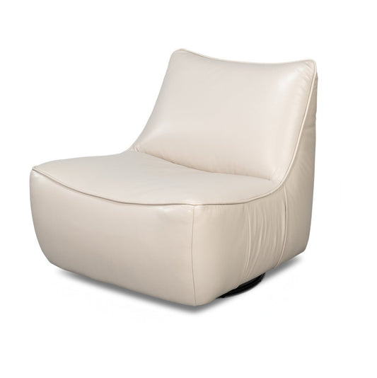 Fauteuil pivotant en cuir blanc
