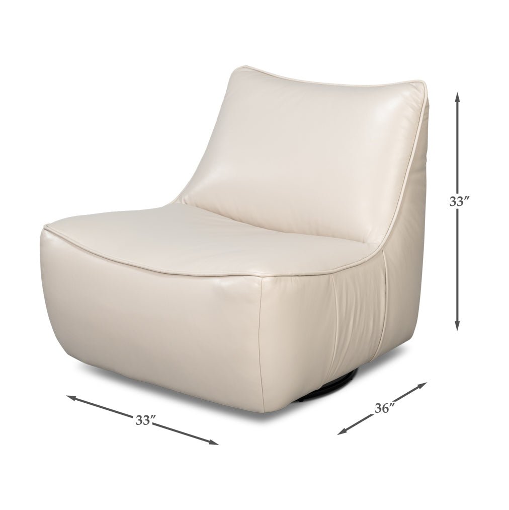 Fauteuil pivotant en cuir blanc