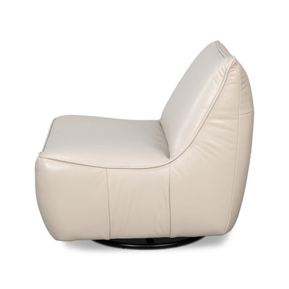 Fauteuil pivotant en cuir blanc