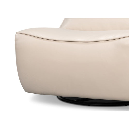 Fauteuil pivotant en cuir blanc