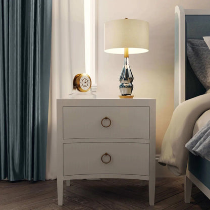 Table de chevet moderne en lin blanc