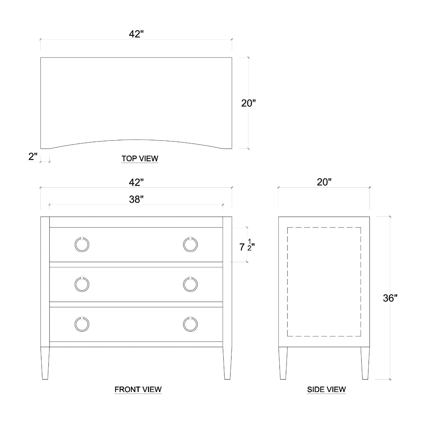 Commode moderne recouverte de lin blanc
