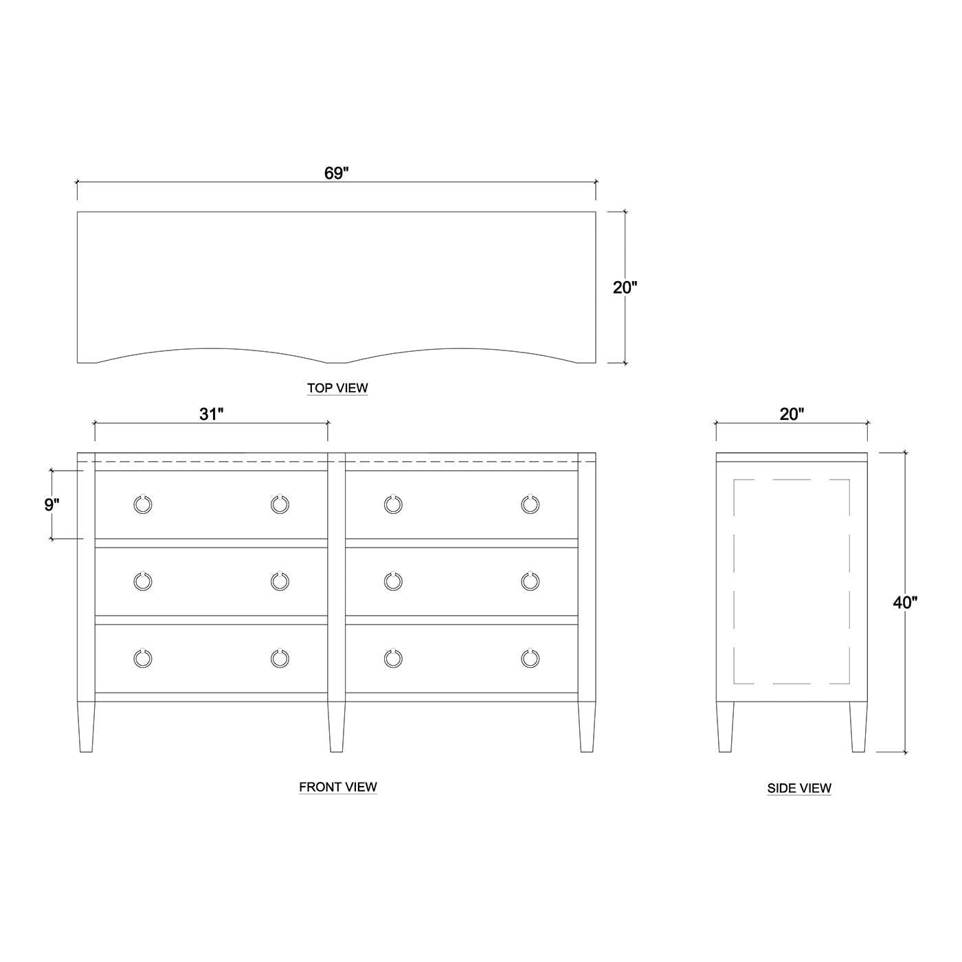 Commode moderne enveloppée de lin blanc